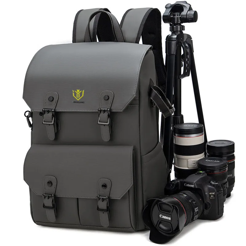Retro Double-Shoulder Camera Bag, Micro-Dslr Telephoto Lens Storage Bag, Outdoor Waterproof and Shock-Resistant Photography Bag