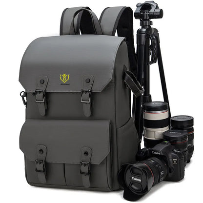 Retro Double-Shoulder Camera Bag, Micro-Dslr Telephoto Lens Storage Bag, Outdoor Waterproof and Shock-Resistant Photography Bag