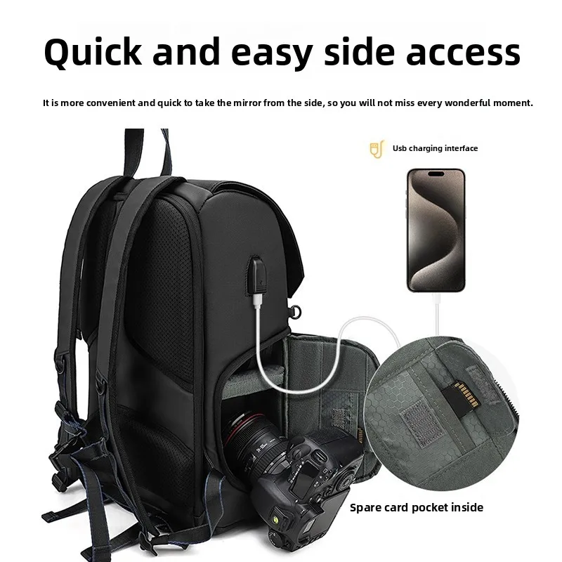 Retro Double-Shoulder Camera Bag, Micro-Dslr Telephoto Lens Storage Bag, Outdoor Waterproof and Shock-Resistant Photography Bag