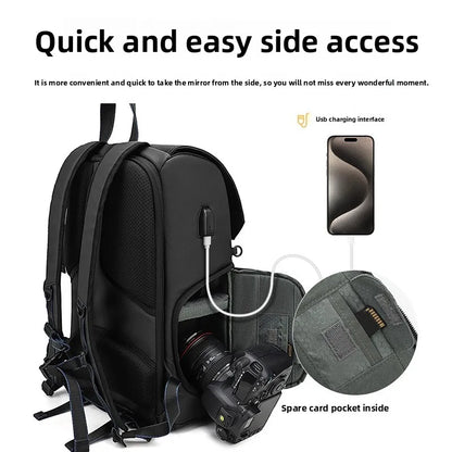 Retro Double-Shoulder Camera Bag, Micro-Dslr Telephoto Lens Storage Bag, Outdoor Waterproof and Shock-Resistant Photography Bag