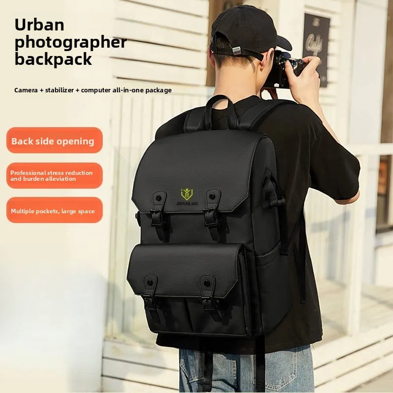Retro Double-Shoulder Camera Bag, Micro-Dslr Telephoto Lens Storage Bag, Outdoor Waterproof and Shock-Resistant Photography Bag