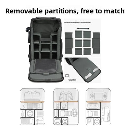 Retro Double-Shoulder Camera Bag, Micro-Dslr Telephoto Lens Storage Bag, Outdoor Waterproof and Shock-Resistant Photography Bag