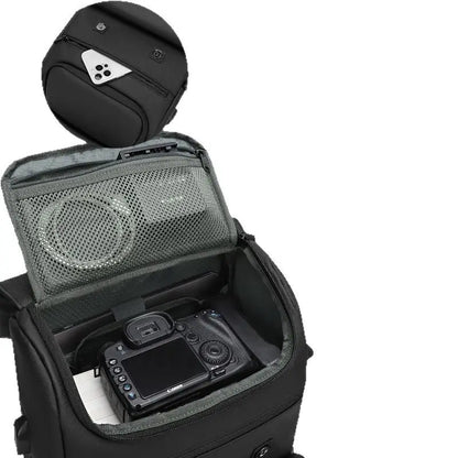 Retro Double-Shoulder Camera Bag, Micro-Dslr Telephoto Lens Storage Bag, Outdoor Waterproof and Shock-Resistant Photography Bag